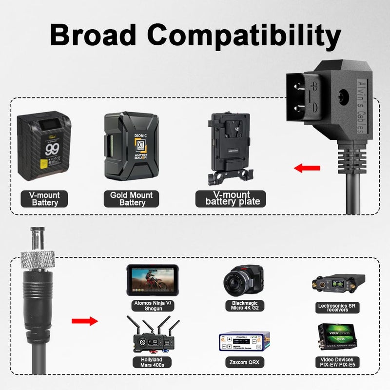 Alvin's Cables Lock DC to D Tap Power Cable for Video Devices PIX-E7 7 Touchscreen Display Hollyland Mars 400s - Image 2